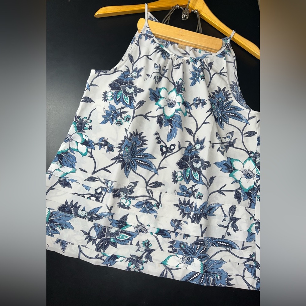 LOFT Floral High Neck Tiered Tank Top Size Small EUC